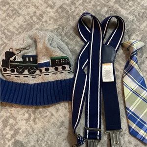 Gymboree cap, braces and tie size 2t-4t